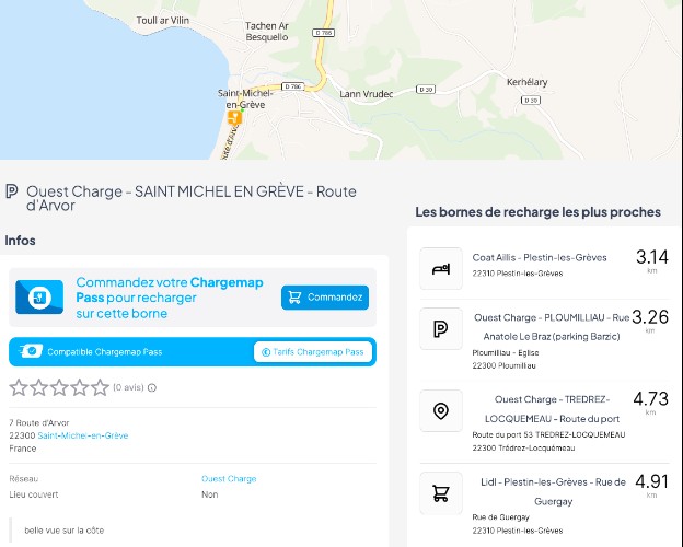 Bornes de recharge autour de Saint-Michel-en-Grève